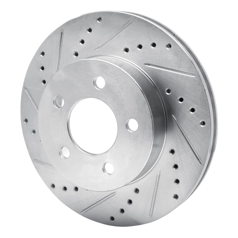 Jeep Liberty Brake Rotor (1) - Front Left - R1 Concepts - Drilled & Slotted - Silver - `02-`07